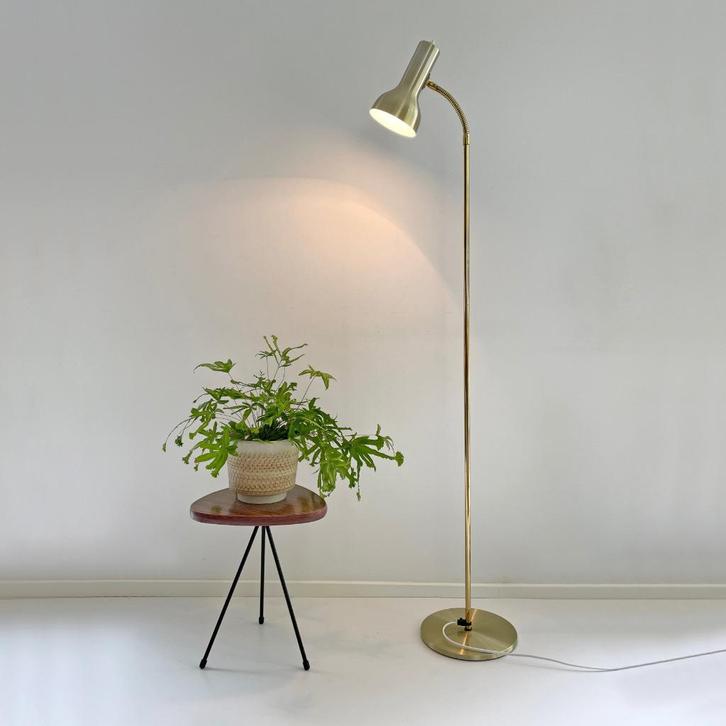 vintage design LAMP Deense Mid Century vloerlamp messing MCM, Huis en Inrichting, Lampen | Vloerlampen, Gebruikt, 150 tot 200 cm