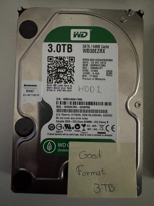 WD Green 3 TB Harddisk 3,5", Computers en Software, Harde schijven, Zo goed als nieuw, Desktop, Intern, HDD, SATA, Ophalen of Verzenden