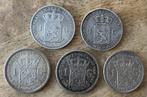 Gulden 1892 + 1897 en 1913, 1914 en 1915 Wilhelmina (1), Postzegels en Munten, Munten | Nederland, Ophalen, 1 gulden, Setje, Zilver