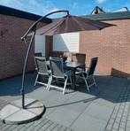 Zweef parasol met betonnen elementen 300cm doorsnee, Ophalen, Gebruikt