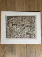 Antieke handgekleurde kaart in lijst - 65,5x52 cm, Antiek en Kunst, Kunst | Etsen en Gravures, Ophalen