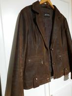 Leren jas met afneembare nep bontkraag bruin maat 42, Ophalen, Gedragen, Bruin