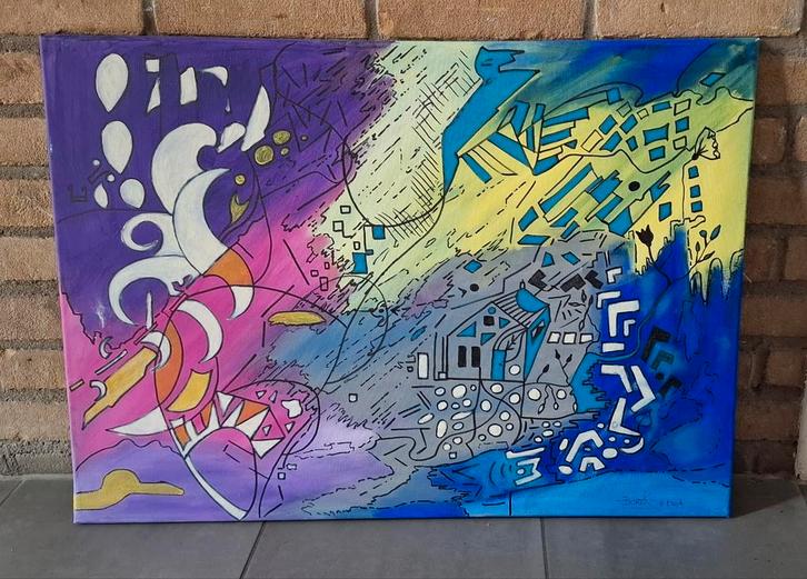 Kunst (afm.50 bij 70 cm), Antiek en Kunst, Kunst | Schilderijen | Abstract, Ophalen of Verzenden