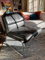Fauteuil, leer, zwart, buisframe,, Ophalen, Gebruikt, 50 tot 75 cm, Leer