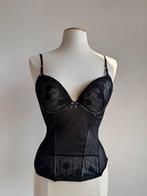 Vintage zwart mesh korset met geborduurde details, Vintage, Vintage, Ophalen of Verzenden, Vintage