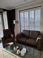 Bankstel Nubuck Leder + Fauteuil, Gebruikt, Rechte bank, 200 tot 250 cm, Vierpersoons of meer