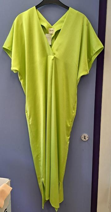 Toupy (for silk lovers) lime groene maxi dress mt M-L 49011 beschikbaar voor biedingen