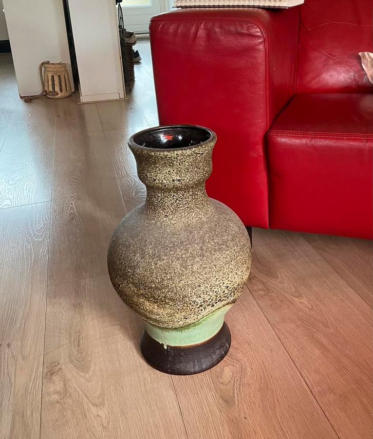 Vintage keramische vaas, Huis en Inrichting, Woonaccessoires | Vazen, Gebruikt, Groen, Minder dan 50 cm, Aardewerk of Porselein