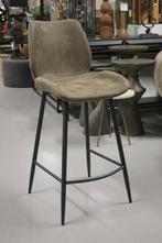 6 x leuke barkruk barstoel Barrel Bronx71 olijfgroen, Ophalen, Met voetsteun, 60 tot 90 cm, Leer