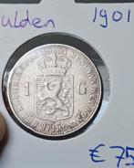 1 gulden 1901 Wilhelmina, Postzegels en Munten, Munten | Nederland, 1 gulden, Verzenden, Zilver, Koningin Wilhelmina