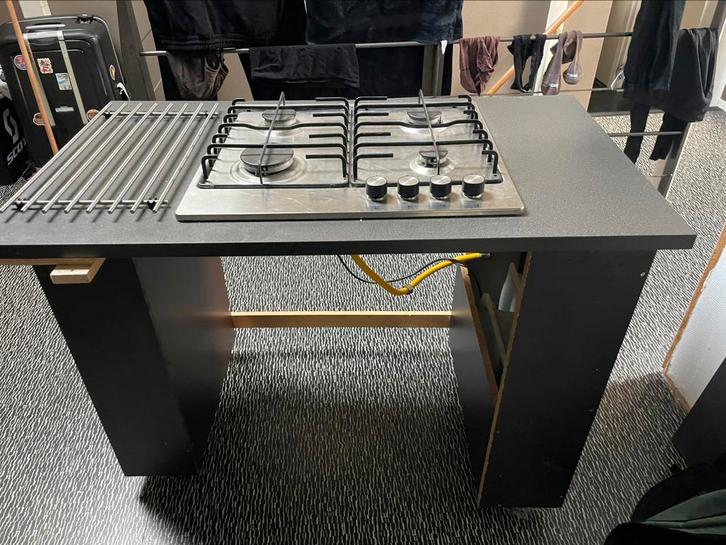 Kookplaat gas 4 pits Ikea (inclusief meubel), Witgoed en Apparatuur, Kookplaten, Gebruikt, Inbouw, Gas, 4 kookzones, Ophalen