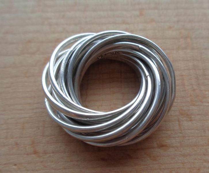 zilveren rolling ring 14 banden [507], Sieraden, Tassen en Uiterlijk, Ringen, Zo goed als nieuw, Dame, Kleiner dan 17, Zilver