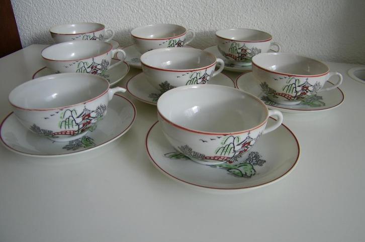 8 Oude Chinese Kop en Schotels Dun PORSELEIN, Antiek en Kunst, Antiek | Porselein, Ophalen