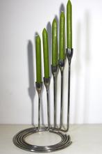 Metalen set kandelaars (5 delig) design, Ophalen, Zo goed als nieuw, Metaal, 25 tot 50 cm