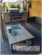 Vuurtafel in steigerhout met zwarte steigerbuis incl. inbouw, Info@hout-art.nl, Nieuw, Ophalen of Verzenden, Hoeves 3 in Schijndel