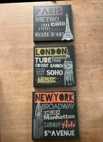 Canvas muurdecoratie paris london new york, Huis en Inrichting, Woonaccessoires | Wanddecoraties, Ophalen of Verzenden, Zo goed als nieuw