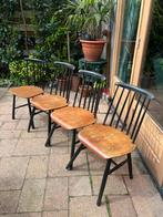 4 vintage Houten spijlen stoelen. Scandinavisch design, Huis en Inrichting, Vier, Gebruikt, Ophalen of Verzenden, Hout