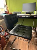 Leren stoel buisframe, Huis en Inrichting, Stoelen, Ophalen, Gebruikt, Zwart, Metaal