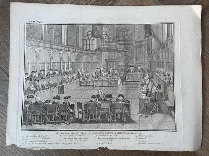 Synode 1730 Nieuwekerk Amsterdam Gravure, Antiek en Kunst, Kunst | Etsen en Gravures, Ophalen of Verzenden