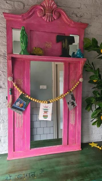 XL antieke spiegel restyle vintage stijl knalroze beschikbaar voor biedingen