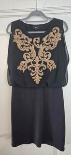 Elegante zwarte gelegenheidsjurk met gouden details, Kleding | Dames, Jurken, Soho Collection, Zwart, Maat 42/44 (L), Ophalen of Verzenden