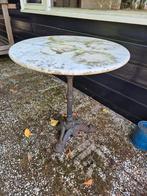 Bistro tafel met marmeren blad en zware gietijzeren voet, Ophalen, Gebruikt, Rond