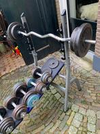 Fitnessbank met dumbbels, Sport en Fitness, Fitnessmaterialen, Ophalen, Gebruikt, Fitnessbank