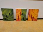 Drie schilderijen op kanvas doek gesinjeerd door, Antiek en Kunst, Ophalen of Verzenden
