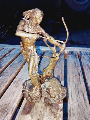 Vintage bronzen Indiaan van The Franklin Mint periode 1992 beschikbaar voor biedingen