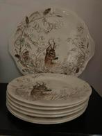 Gien Sologne  6 ontbijt borden 23 cm.  Jacht., Huis en Inrichting, Ophalen of Verzenden, Zo goed als nieuw, Bord(en), Overige stijlen