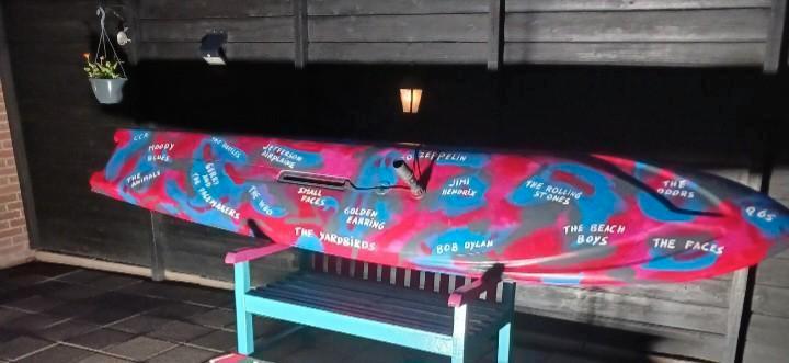 Windsurfplank - jaren 60 Design, Watersport en Boten, Windsurfen, Gebruikt, Plank, 300 cm of meer, Met vin(nen), Ophalen of Verzenden