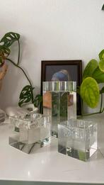 3 kristallen waxinehouders 12 - 5,5 - 4,5 cm, Ophalen of Verzenden, Gebruikt, Overige materialen, Minder dan 25 cm