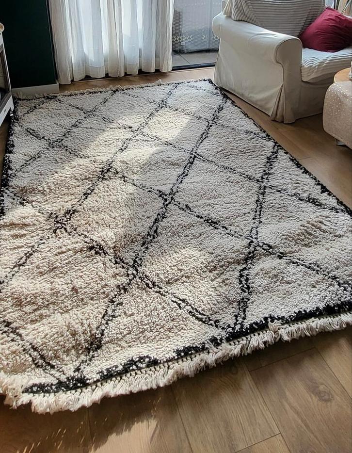 Vloerkleed ruit creme zwart, Veramin 160 x 230 van Karwei, Huis en Inrichting, Stoffering | Tapijten en Kleden, Gebruikt, 150 tot 200 cm