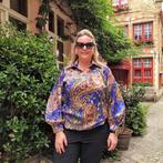 Kobaltblauwe Blouse/Top met Barokprint (One Size), Verzenden, Nieuw, Blauw, Lange mouw