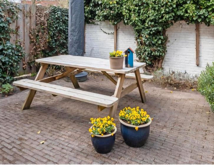 Picknicktafel 180cm, Tuin en Terras, Picknicktafels, Gebruikt, Rechthoekig, Hout, Ophalen