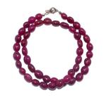 Halsketting Robijn  Kralen (ovaal) 925 sterling zilver, Verzamelen, Ophalen of Verzenden, Mineraal