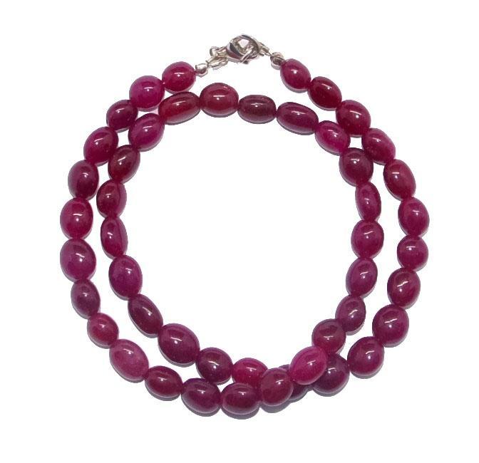 Halsketting Robijn  Kralen (ovaal) 925 sterling zilver, Verzamelen, Mineralen en Fossielen, Mineraal, Ophalen of Verzenden