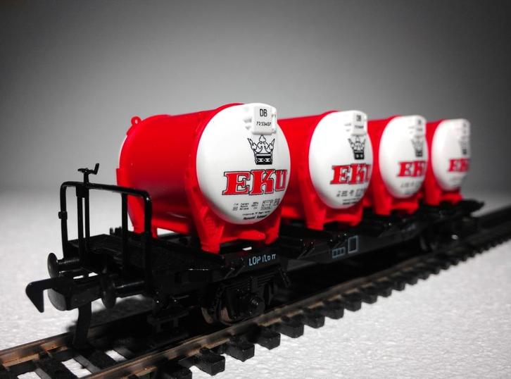 Fleischmann 5231 DB wagon met EKU containers, Hobby en Vrije tijd, Modeltreinen | H0, Zo goed als nieuw, Wagon, Gelijkstroom, Fleischmann