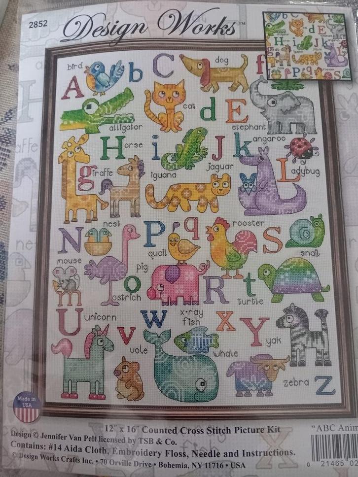 Borduurpakket Animals ABC sampler, Hobby en Vrije tijd, Borduren en Borduurmachines, Nieuw, Borduurpakket, Ophalen of Verzenden