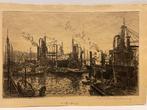 Martin van Waning - ets - Haven te Rotterdam, Ophalen of Verzenden