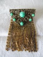 Oude broche filigraan met steentjes en franjes, Sieraden, Tassen en Uiterlijk, Broches, Ophalen of Verzenden, Zo goed als nieuw
