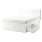 IKEA BRIMNES Bed 180x200, Ophalen, Gebruikt, Wit, Tweepersoons
