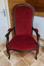 Antieke Voltaire Fauteuil met Rode Bekleding, Ophalen, Hout, Gebruikt, Minder dan 75 cm