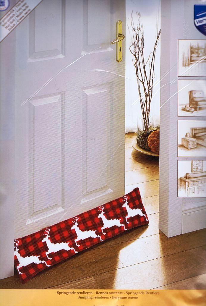 Cado vervaco borduurpakket tochtkussen  springende herten, Hobby en Vrije tijd, Borduren en Borduurmachines, Nieuw, Borduurpakket