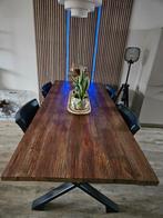 eetkamer tafel + 4 stoelen op wieltjes, Huis en Inrichting, Tafels | Eettafels, Ophalen, 200 cm of meer, 50 tot 100 cm, Zo goed als nieuw