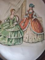 Brocante houten lijst met stoffen afbeelding, Antiek en Kunst, Curiosa en Brocante, Ophalen of Verzenden