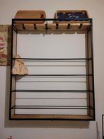 Wijnrek mango hout en zwart staal, Huis en Inrichting, Woonaccessoires | Wijnrekken, Ophalen of Verzenden, Zo goed als nieuw, Hout