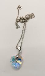 Nieuwe lange ketting met kristallen hanger hart Aurora, Ophalen of Verzenden, Nieuw, Zilver, Overige materialen