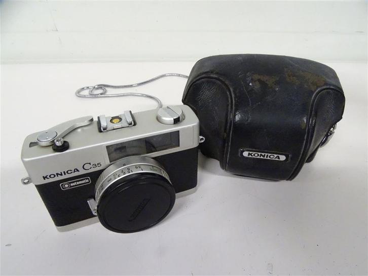 A6769. Konica C35 met Opberghoes, Audio, Tv en Foto, Fotocamera's Analoog, Gebruikt, Compact, Konica, Ophalen of Verzenden