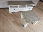 Tv meubel + salontafel/bijzettafel landelijk hout wit, Huis en Inrichting, Kasten | Televisiemeubels, Ophalen, 150 tot 200 cm